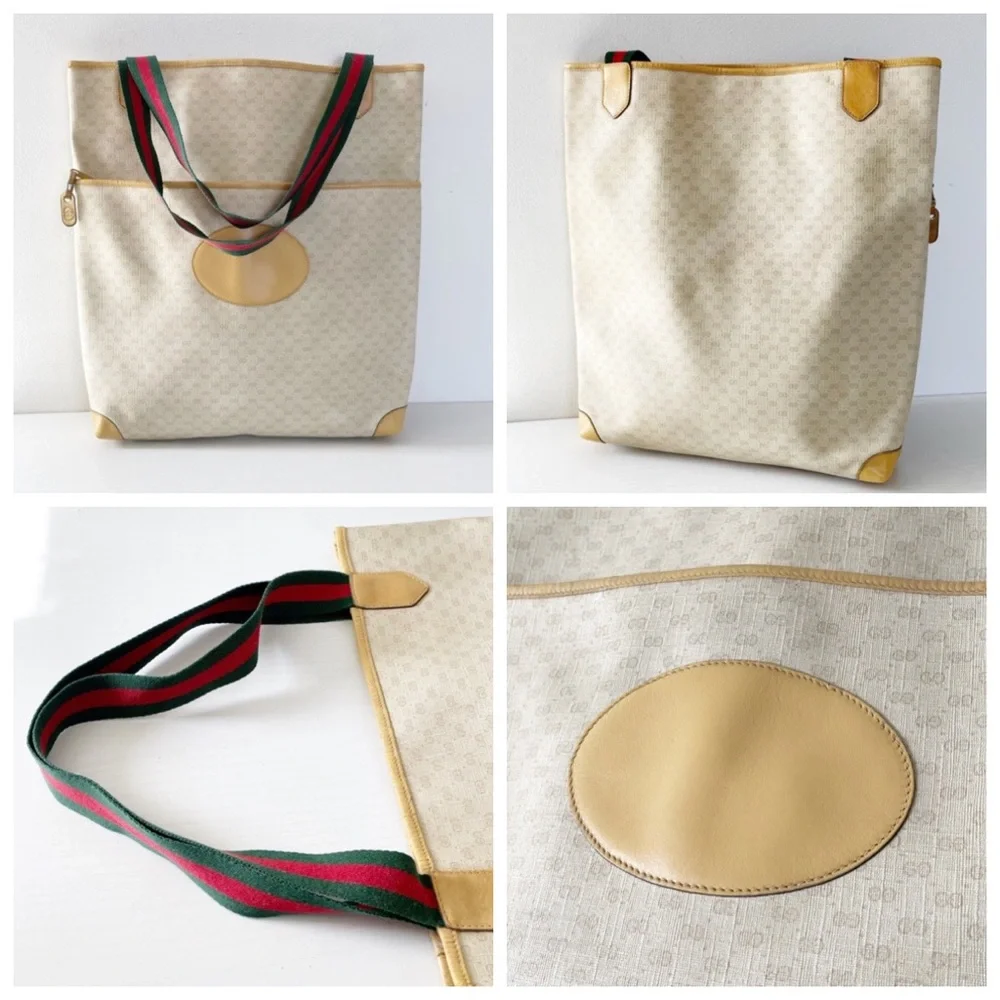 Gucci vintage micro Guccissima monogram canvas and leather Italian stripe bag